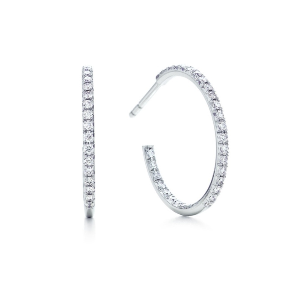 Tiffany 18K White Gold Metro Hoop Earrings